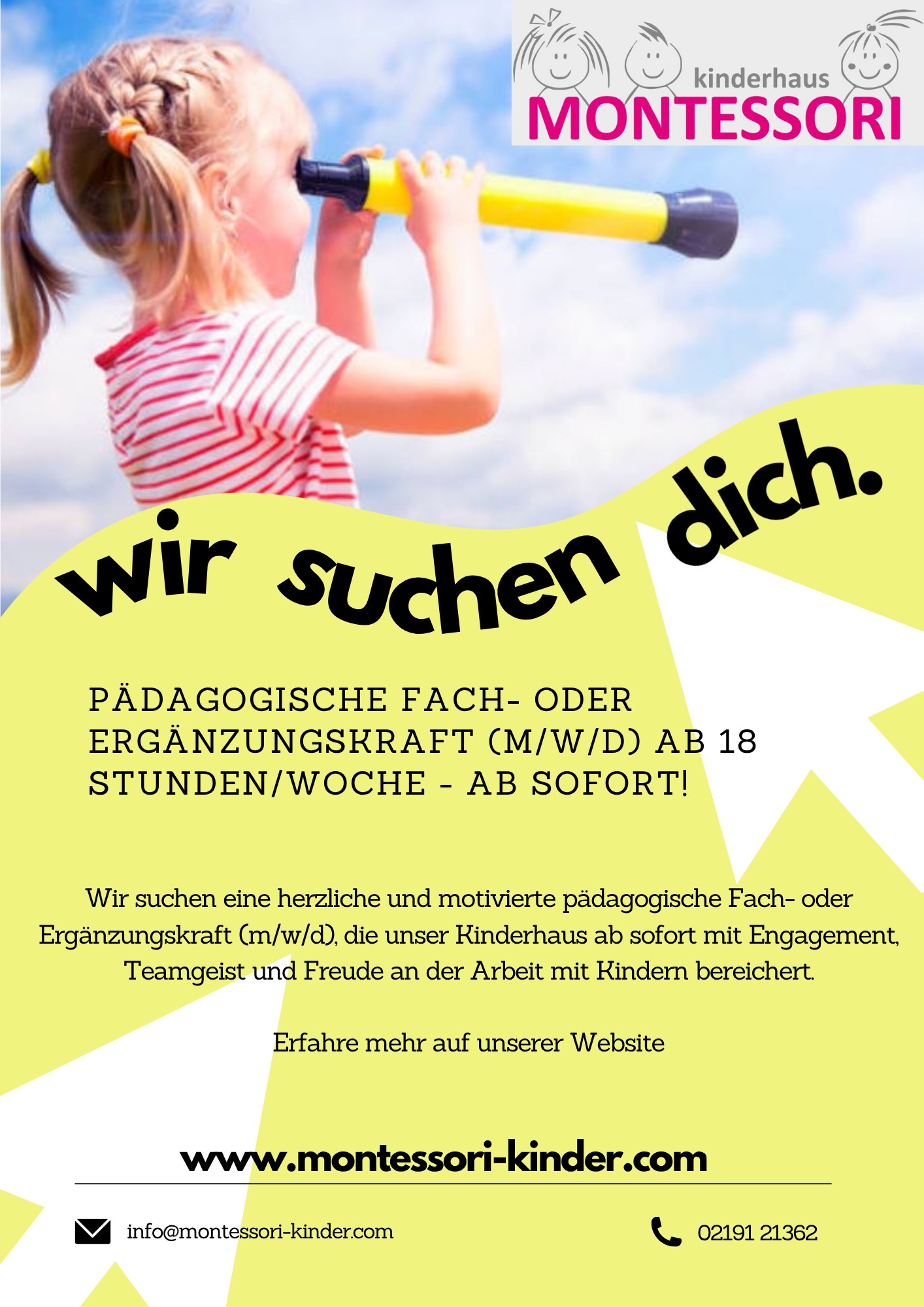 Werde Teil unseres Teams: Pädagogische Fach- oder Ergänzungskraft (m/w/d)