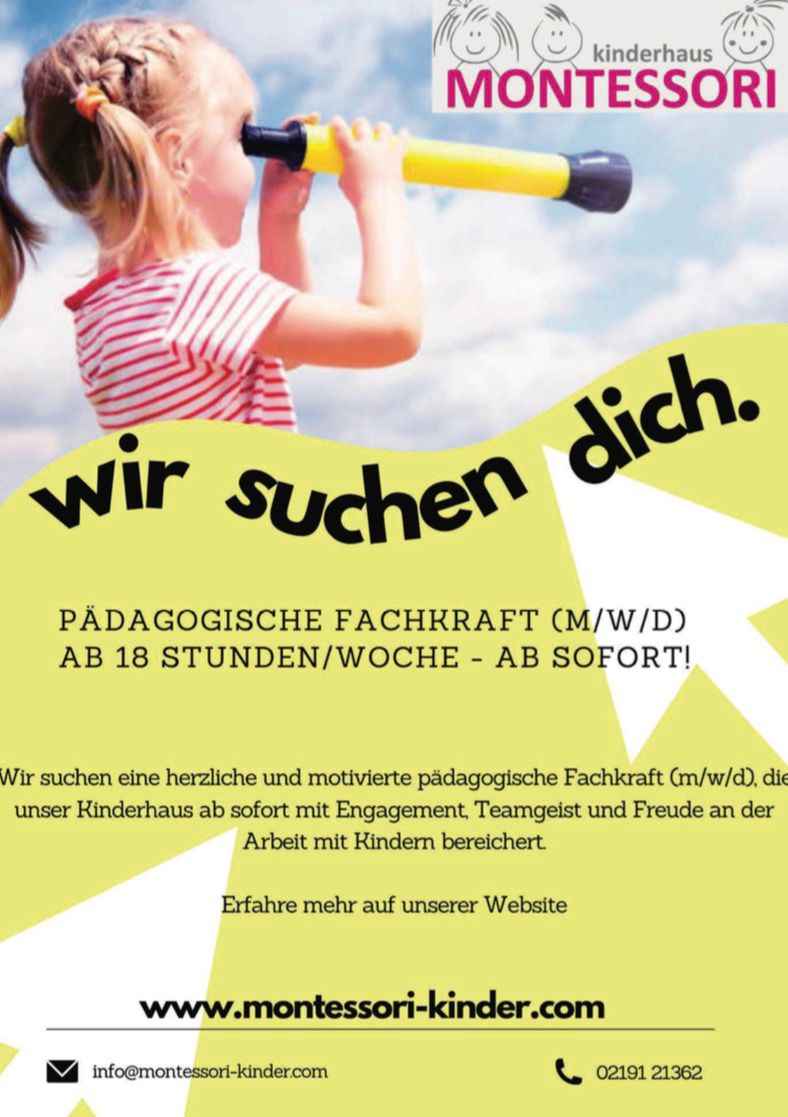 Pädagogische Fachkraft (m/w/d) auf Minijob-Basis / Teilzeit gesucht (m/w/d)